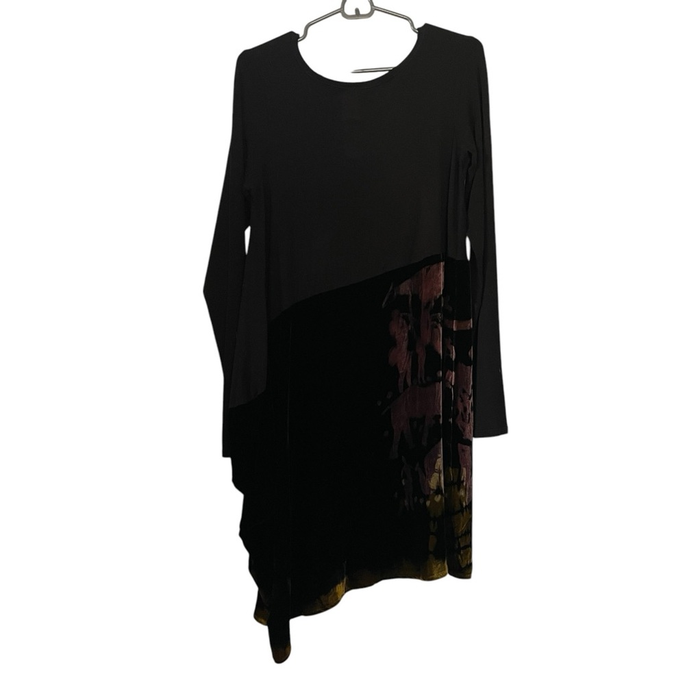 Black Jersey n Silk Velvet Tunic Dress
